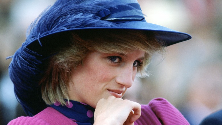 Diana profile, wearing hat