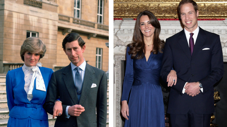 Split image of Charles and Diana with William and Kate