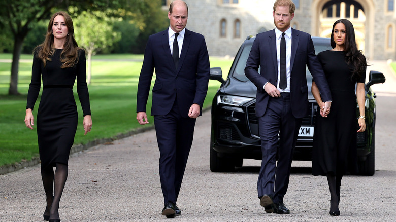 Kate, William, Harry, and Meghan and the queen's funeral