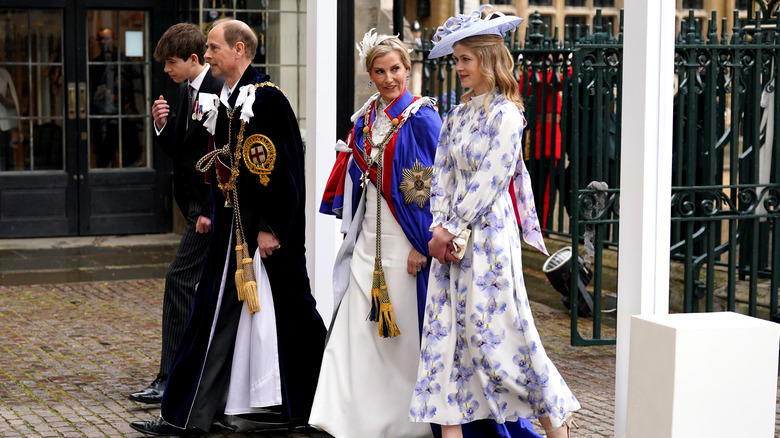 Prince Edward, Duke of Edinburgh, and family walking into King Charles III's coronation