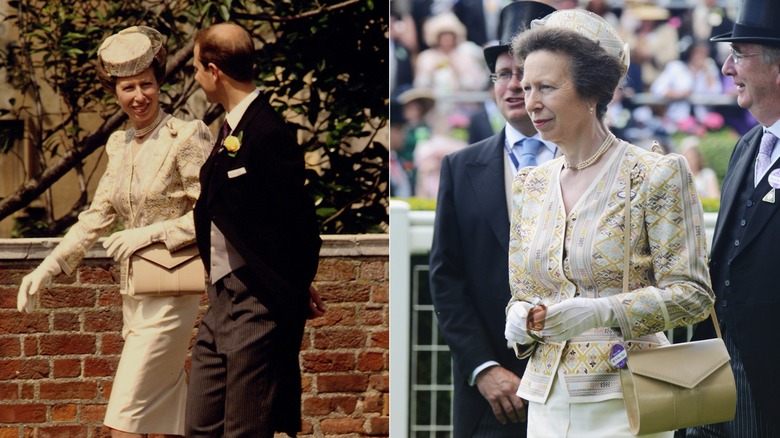 Princess Anne in cream suit and pillbox hat