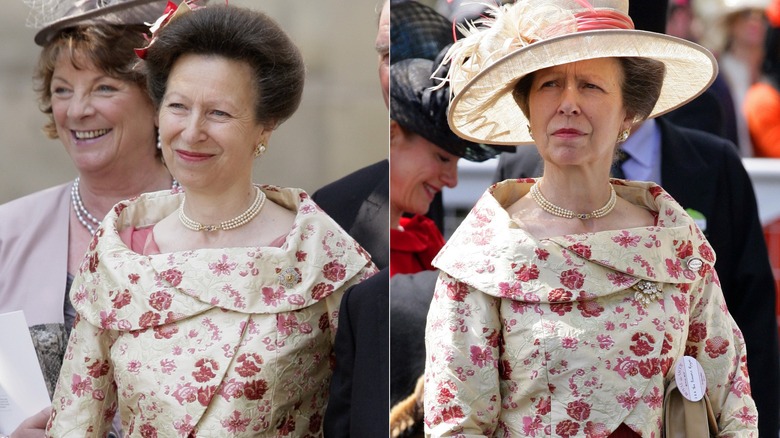 Princess Anne in rose floral jacket 