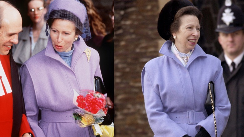 Princess Anne in lavender coat