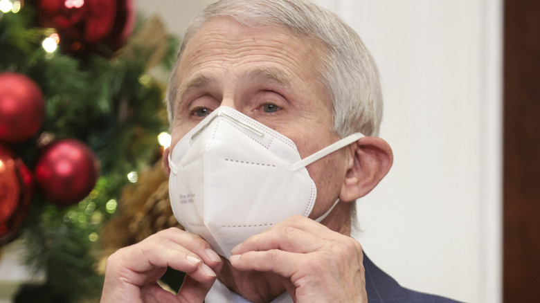 Dr Anthony Fauci in a mask at the White House