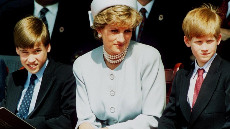 Princess Diana with Prince Harry and Prince William