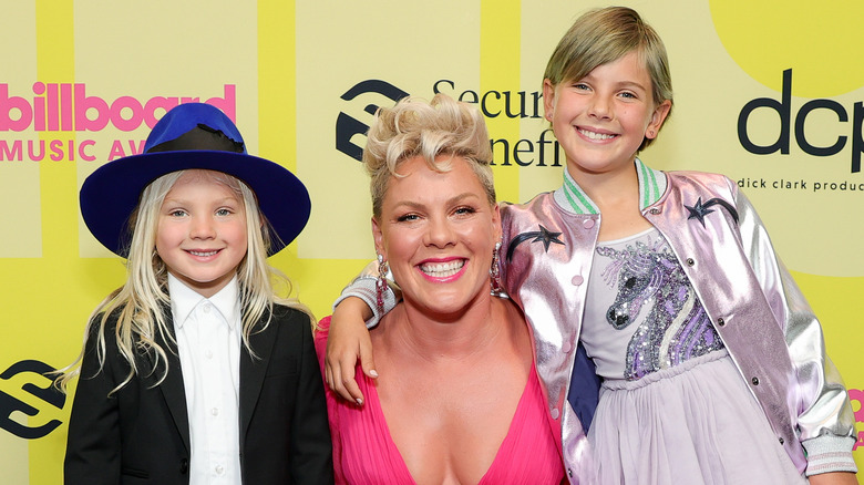 Pink poses with her kids