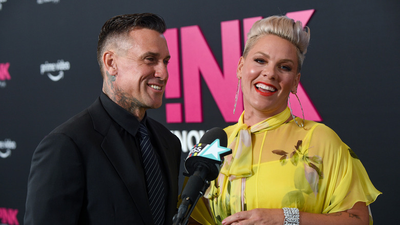 Carey Hart and Pink on red carpet together