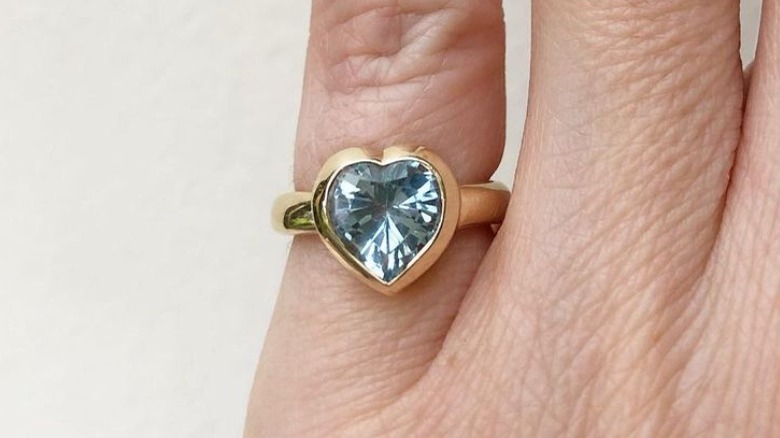 Diamond, heart-shaped pinky ring