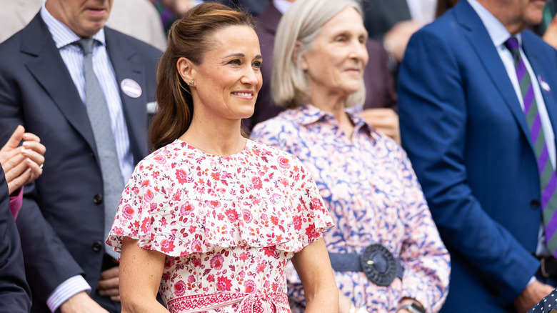 Pippa Middleton wearing a pink floral dress