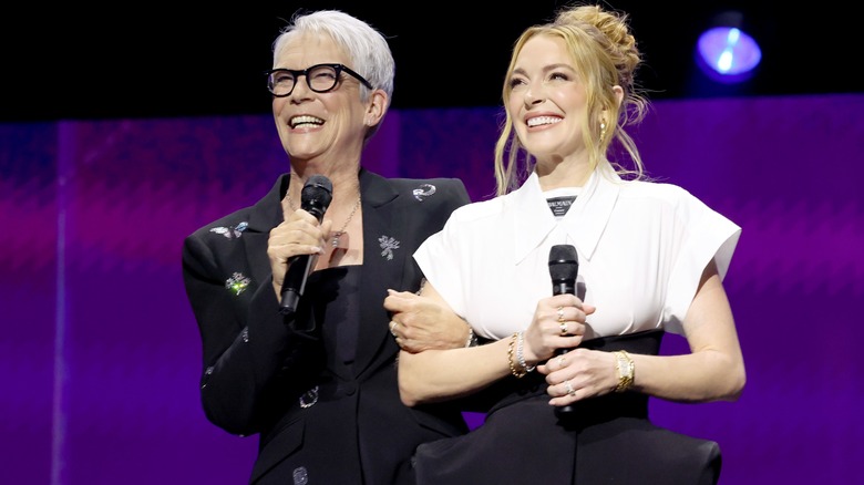 Lindsay Lohan and Jamie Lee Curtis smiling