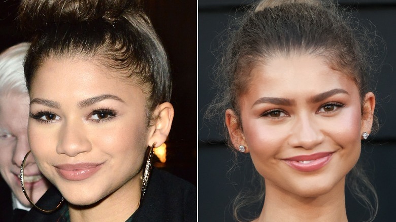 A split image of Zendaya in 2014 and 2024