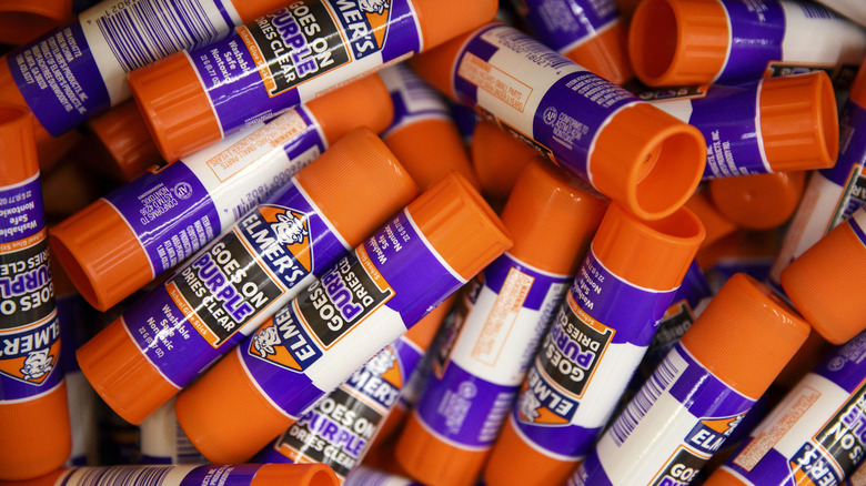 A big pile of Elmer's glue sticks