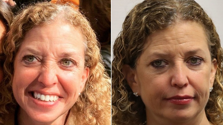 Debbie Wasserman Schultz without and with makeup