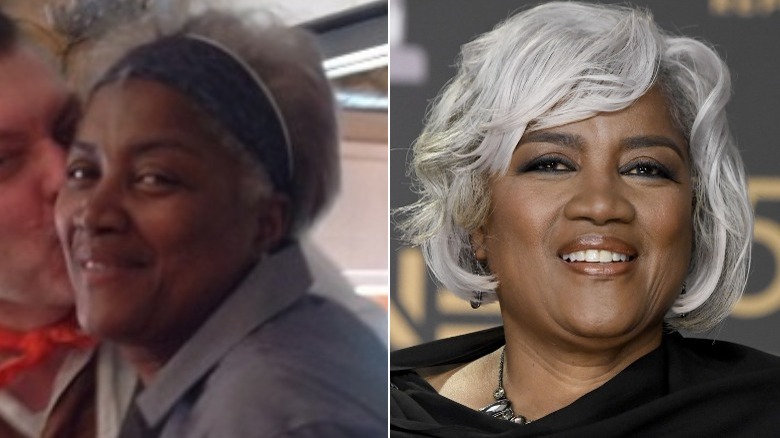 Donna Brazile, without and with makeup