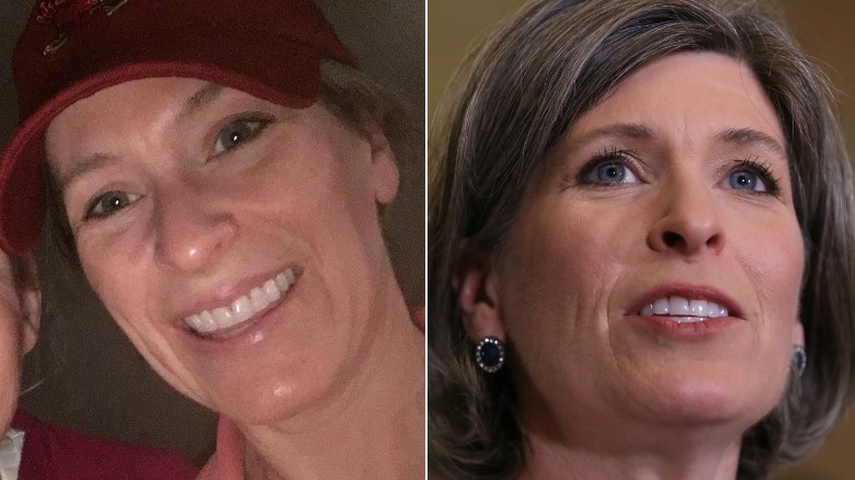 Joni Ernst without and with makeup