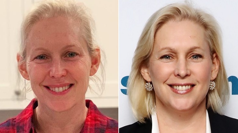 Kirsten Gillibrand, without and with makeup