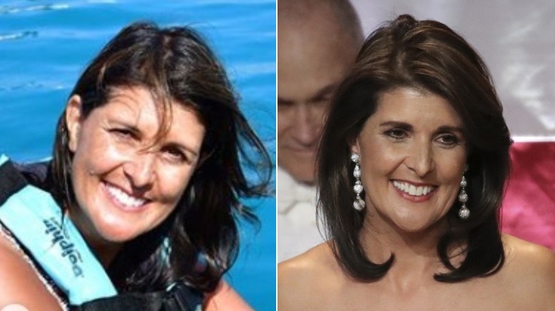 Nikki Haley without and with makeup