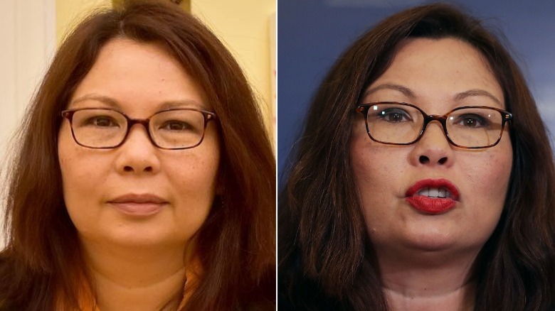 Tammy Duckworth, without and with makeup