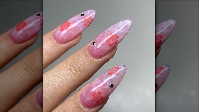 pink pool water nails