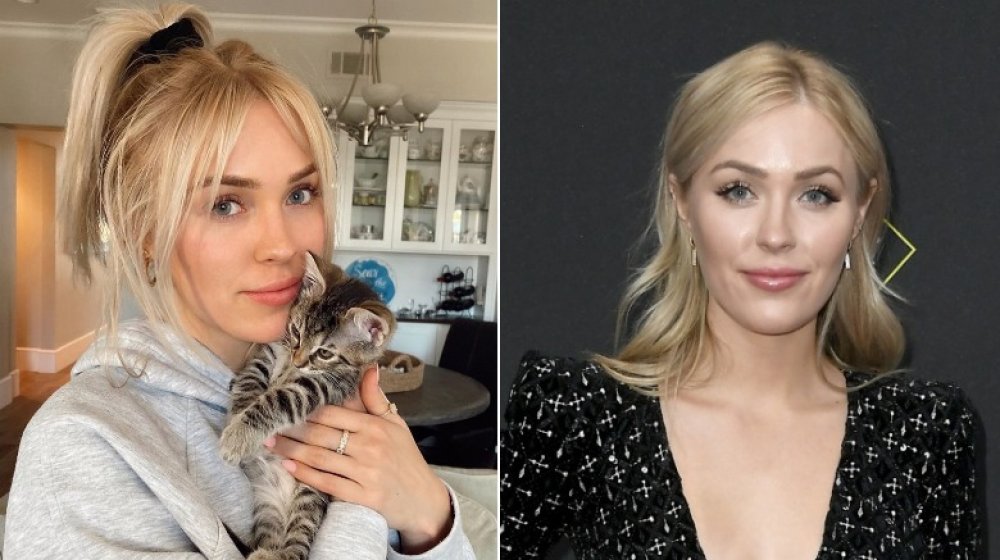 Bachelor contestant Cassie Randolph with and without makeup