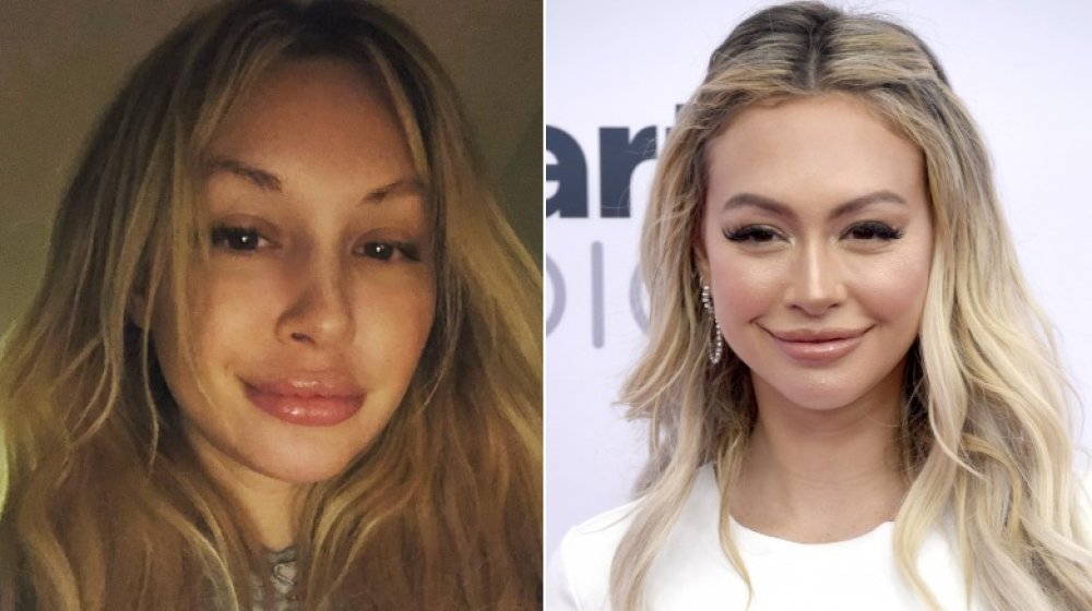 Bachelor contestant Corinne Olympios with and without makeup