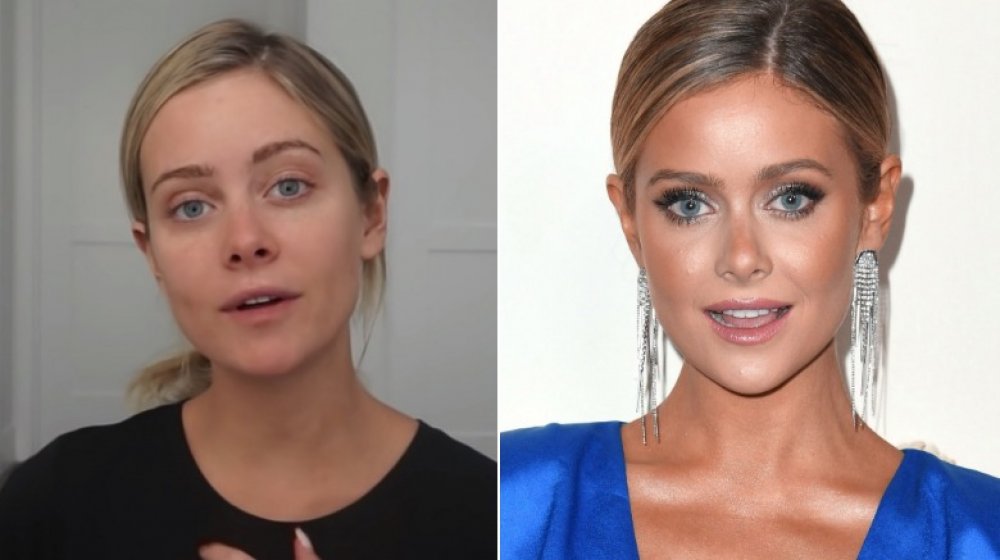 Bachelor contestant Hannah Godwin with and without makeup