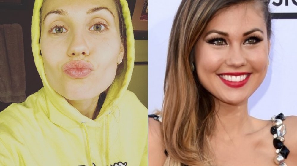 Bachelor contestant Britt Nilsson with and without makeup