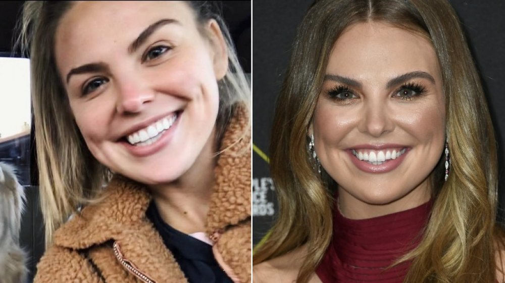 Bachelor contestant Hannah Brown with and without makeup