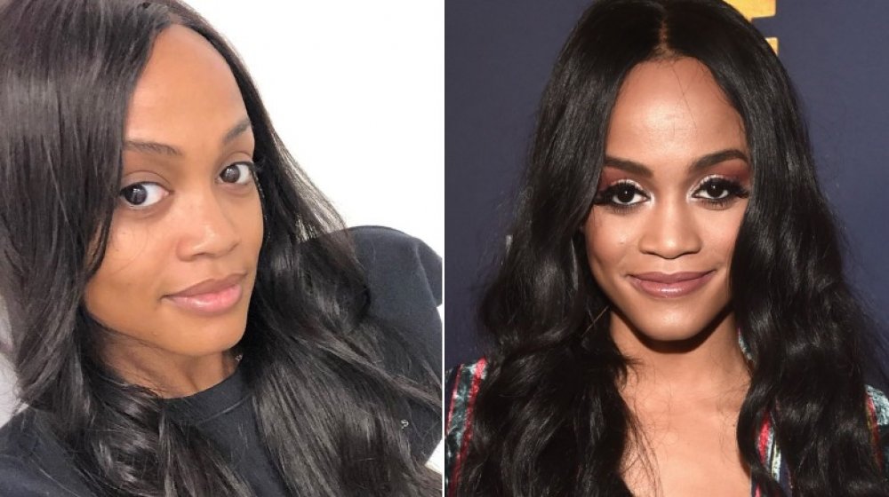 Bachelor contestant Rachel Lindsay with and without makeup