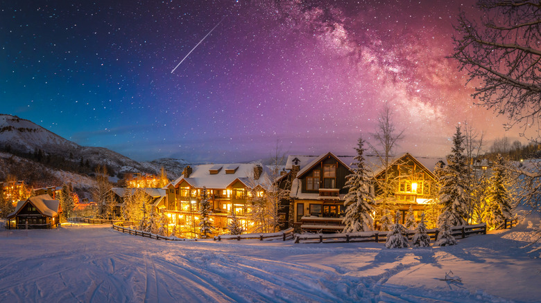 Snowy Rocky Mountain resort