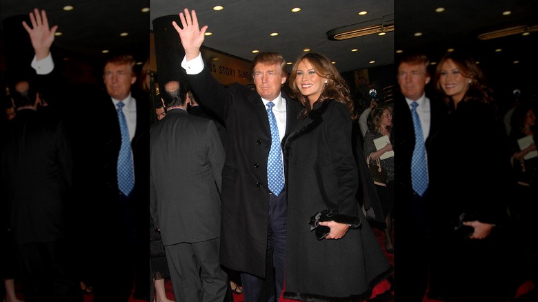 Melania, Donald Trump waving at event