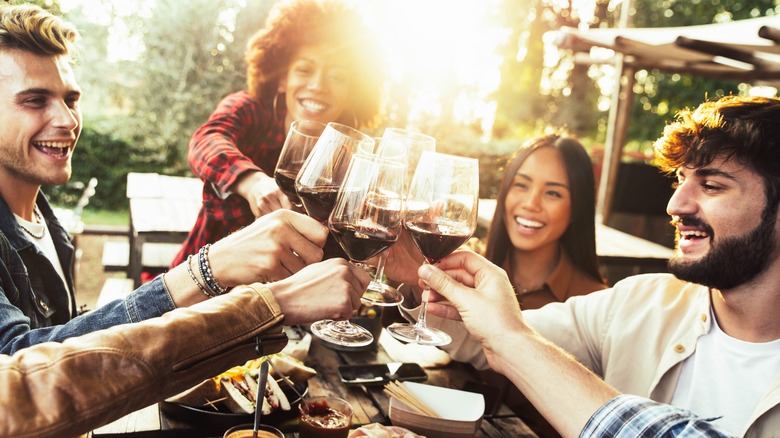 Friends drinking wine