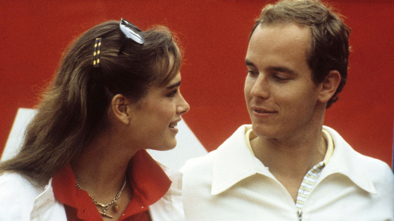 Albert and Brooke Shields staring at each other