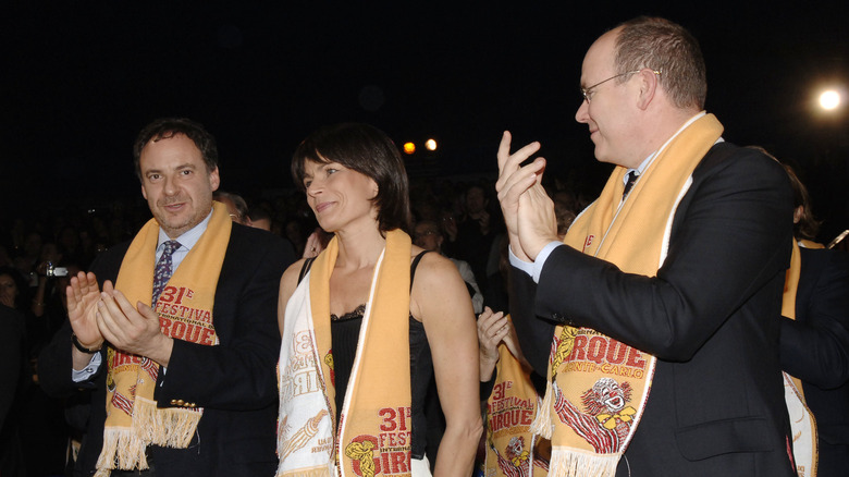 Prince Albert with Thierry Lacoste and Princess Stephanie