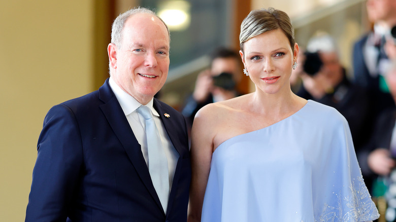 Prince Albert and Princess Charlene smiling