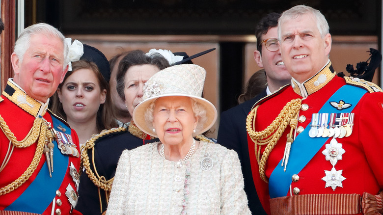 King Charles, Queen Elizabeth, Prince Andrew on Buckingham Palace balcony