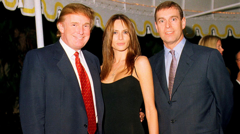 Donald and Melania Trump posing with Prince Andrew