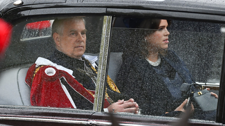 Andrew and Eugenie in car