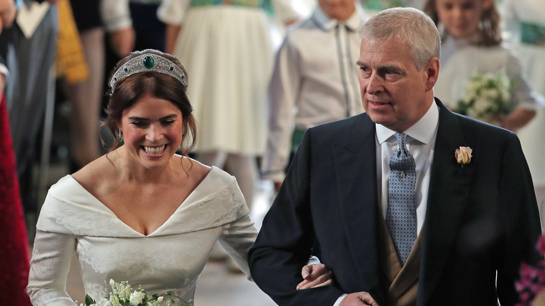 Prince Andrew and Princess Eugenie at her wedding 