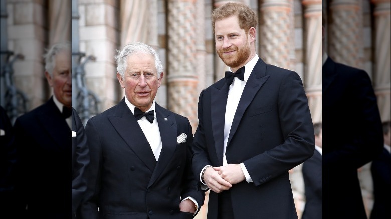 Prince Charles and Prince Harry standing together