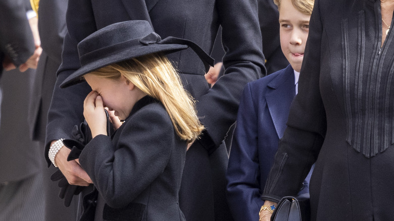 Princess Charlotte of Wales crying at queen's funeral