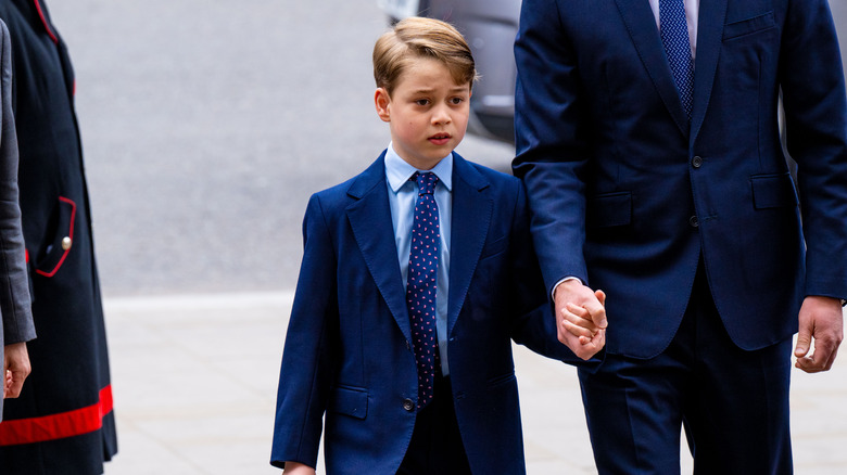 Prince George arriving at service