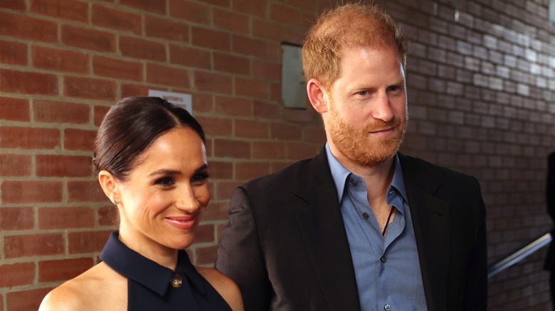 Prince Harry and Meghan Markle visiting a local charter school during 2024 Colombia trip