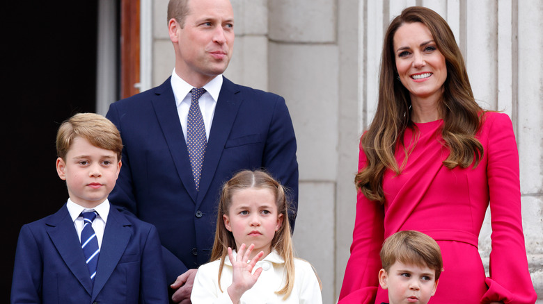 The Prince and Princess of Wales and their children 