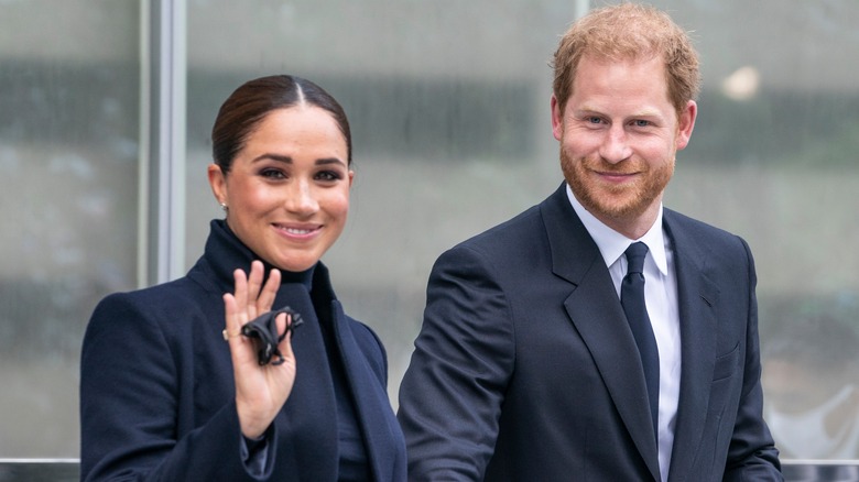 Prince Harry and Meghan Markle hands smiling