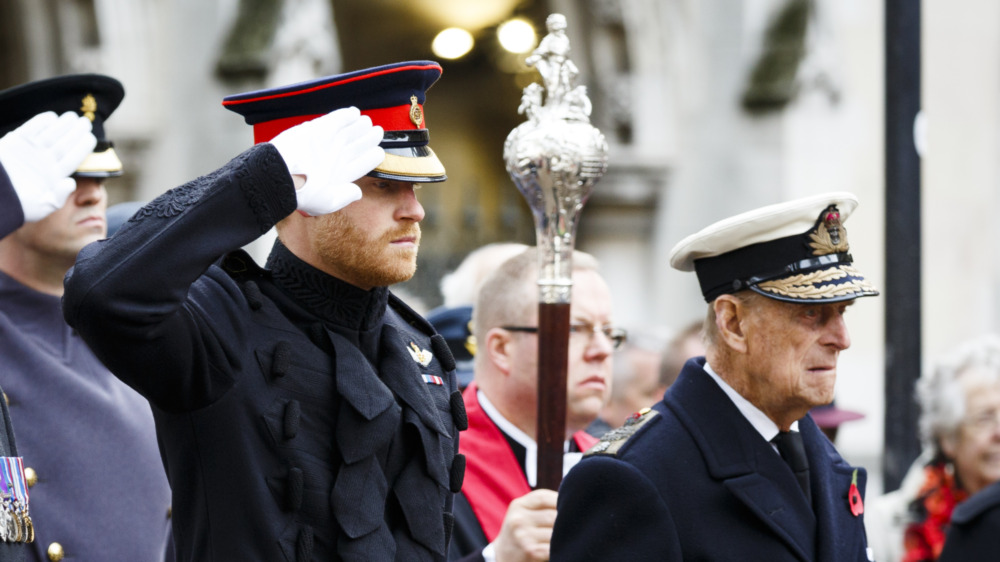 Prince Harry and Prince Philip in uniform