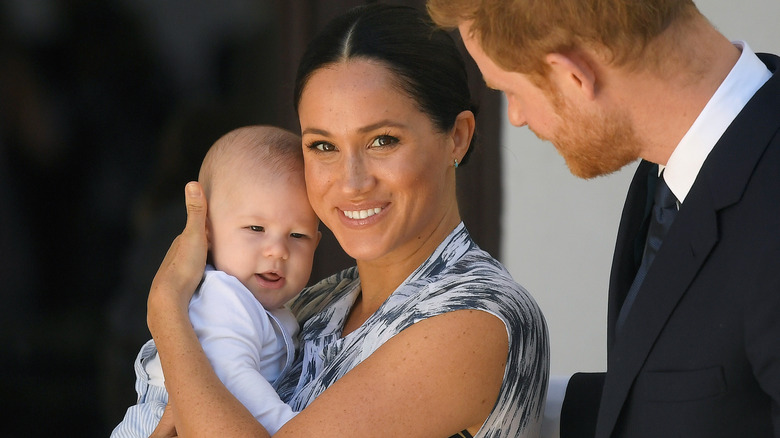 Meghan Markle, Prince Harry and baby Archie pose together