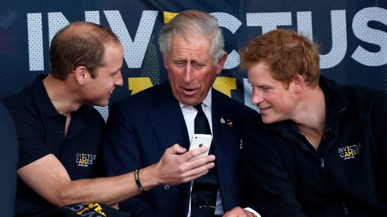Prince William, King Charles, and Prince Harry together