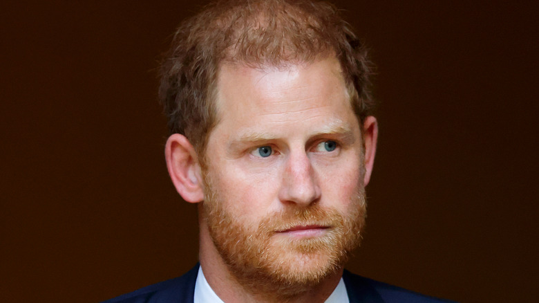 Prince Harry looking serious