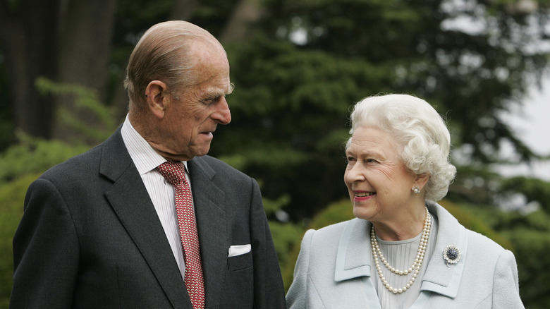 Queen Elizabeth and Prince Philip smiling